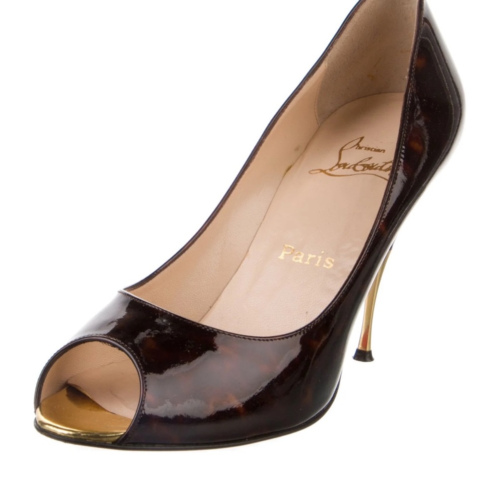Christian Louboutin Tartaruga Patent Leather Yoyospina Peeptoe Heels 👠
